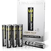 imuto Rechargeable AAA Batteries Lithium 8 Pack,1300mWh 1.5V Constant Output Triple a Lithium Batteries 1600 Cycles Long Last