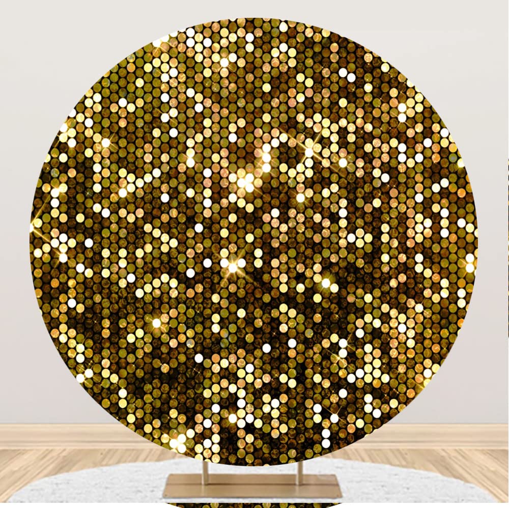 Aoihrraan 200cm Diameter Backdrop Glitter Golden Round Sequin Shimmer Flash Wall Photography Background Engagement Wedding Anniversary Party Newborn Girls Adult Portrait Photo Studio Props