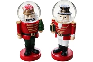 Aobaks S/2 Christmas Snow Globe, Soldier Nutcracker Figures Snowglobes Figurines, Snow Globes，Santa Snow Globe，Christmas Snow Globes