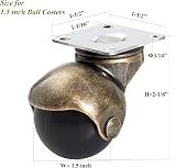 ENYKE 4pk 1.5in Antique Gold Ball Caster Wheel 360 Top Plate Swivel view 2