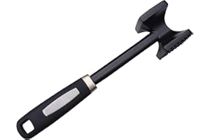 ﻿Checkered Chef Meat Tenderizer Hammer - Dishwasher Safe Metal Kitchen Mallet for Tenderizing Chicken, Beef, Pork & Nuts with Non-Slip Grip