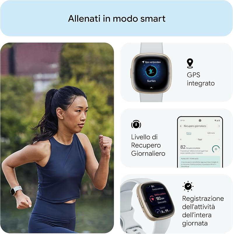 Google Fitbit Sense 2 Smartwatch per fitness e benessere con GPS integrato, fino a 6 giorni di autonomia e compatibile con Compatible with iOS 15 & Android OS 9.0