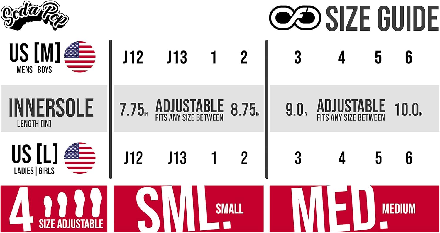 Crazy Skates Adjustable Roller Skates for Girls and Boys - Soda Pop Series - Available in 7 Colors : Sports & Outdoors