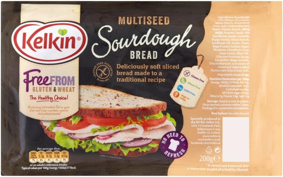 Kelkin Gluten Free Multi Seed Sourdough Bread, 200 g