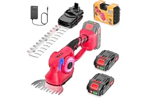 VARAI Cordless Hedge Trimmer, 2-in-1 Hedge Trimmer, Ultra Long Battery Life with Battery*2, high-Power and high-Capacity Grass Trimmer for Gardens, Yards and lawns, Including Charger