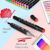 Vallteng 80 Colors Permanent Markers Twin Broad Fine Point Black Bag view 4