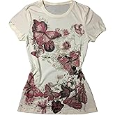 SOLY HUX Women's Vintage Graphic Tees Short Sleeve Crew Neck Boho Printed T Shirts Vacation Tops
