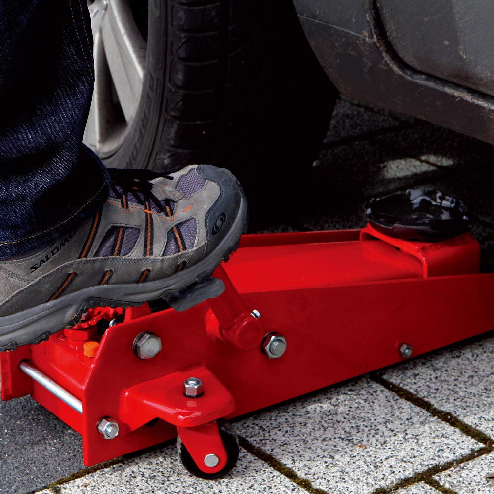 BIG RED TAM83012 Torin Pro Series Hydraulic Floor Jack with Single Quick Lift Piston Pump and Foot Pedal, 3.5 Ton (7,000 lb) Capacity, Red