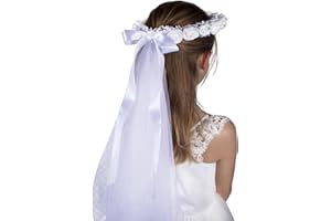 Needzo First Holy Communion Headpiece, White Veil Headband, Elegant Hair Accessory for Church Ceremony, One Size Fits Most