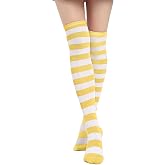 DAZCOS Striped Thigh High Socks Elastic Over The Knee Knit Stockings Leg Warmers for Christmas