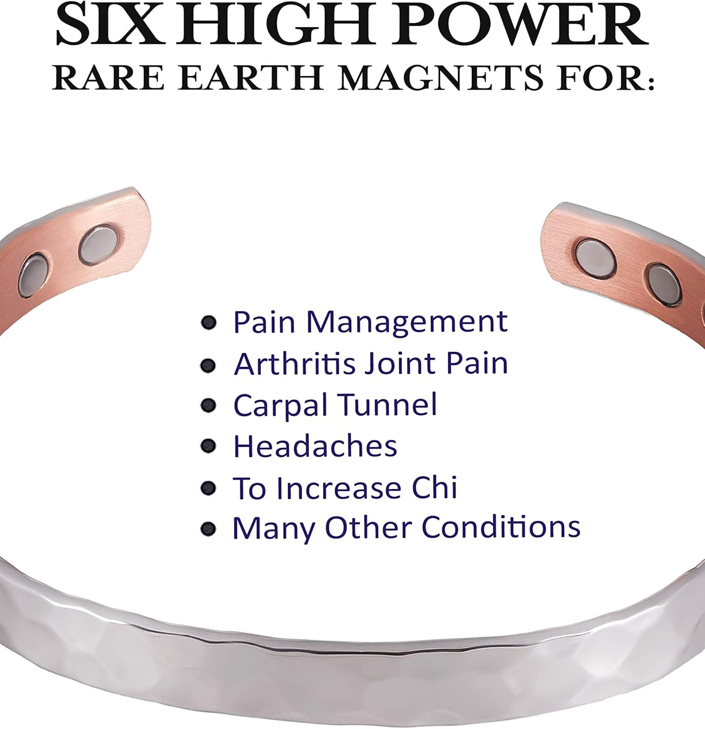 MAGNETJEWELRYSTORE Copper Magnetic Bracelet Pain Therapy High Power Silver Hammer: Health & Personal Care