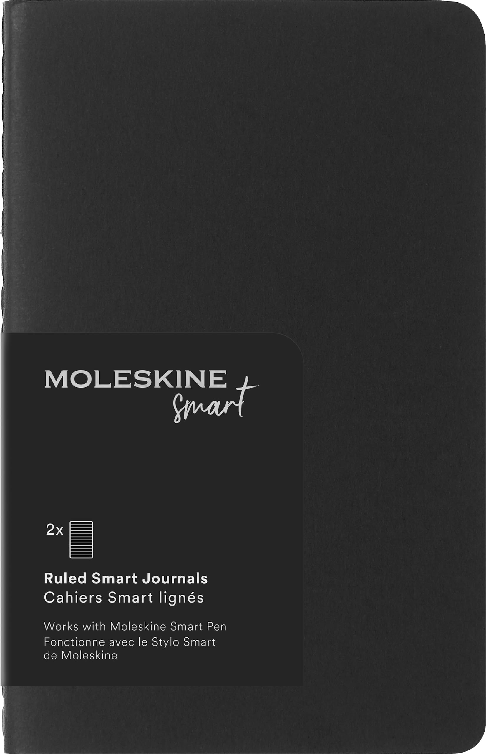 Moleskine Smart Cahier Journals, Set of 2 Digital Notebook With Lined Pages, Compatible With Pen +, Cardboard Cover, Pocket Format 9 x 14 cm, Black, 64 Pages — image 1