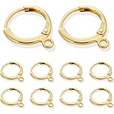 10Pcs 14K Goldplated Earring Hooks Round Small Gold Hoop Huggie Ear Leverback Hooks 925 Sterling Silver Earrings Findings 14x2mm Gold Small Huggie Hoop for Dangle Earring Making Jewelry Supplies Set