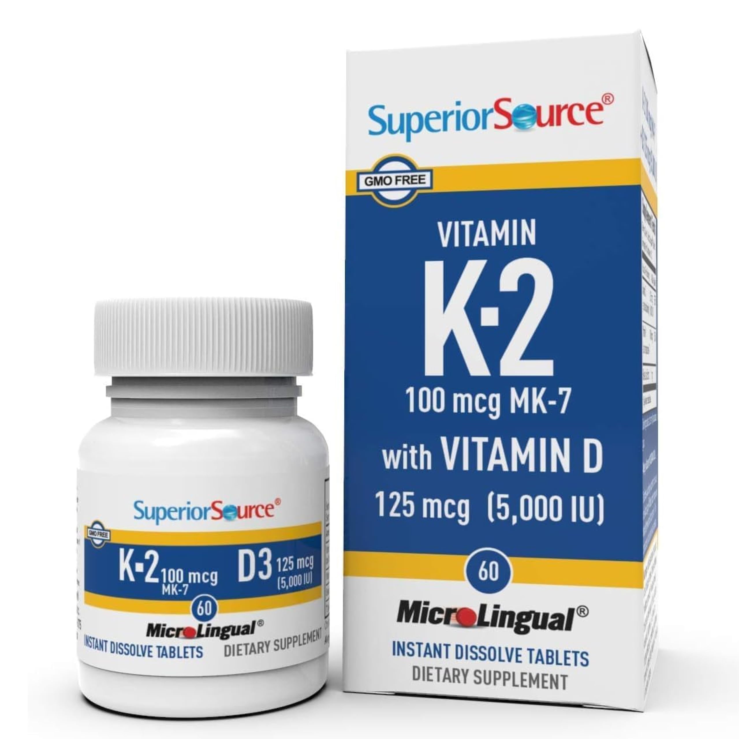K-2 100 mcg MK7 D3 125 mcg (5,000 IU)
