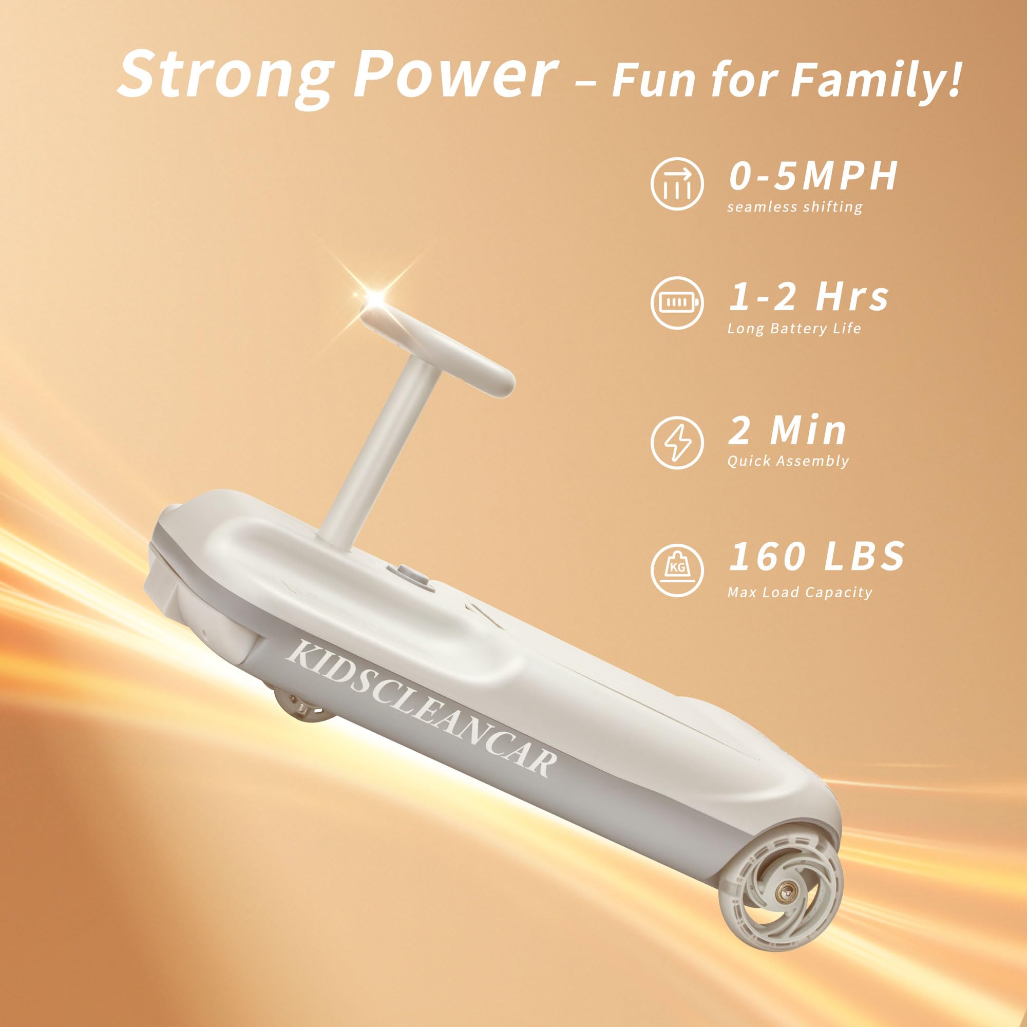 kidscleancar 12V Ride-On Car with Cleaning Fun, 3 in 1 Gokart, Soft-Start, 5-Speed Adjustable, Detachable mop, Rechargeable Battery, 160lbs Capacity, Indoor & Outdoor for Kids Ages 3+ Gray