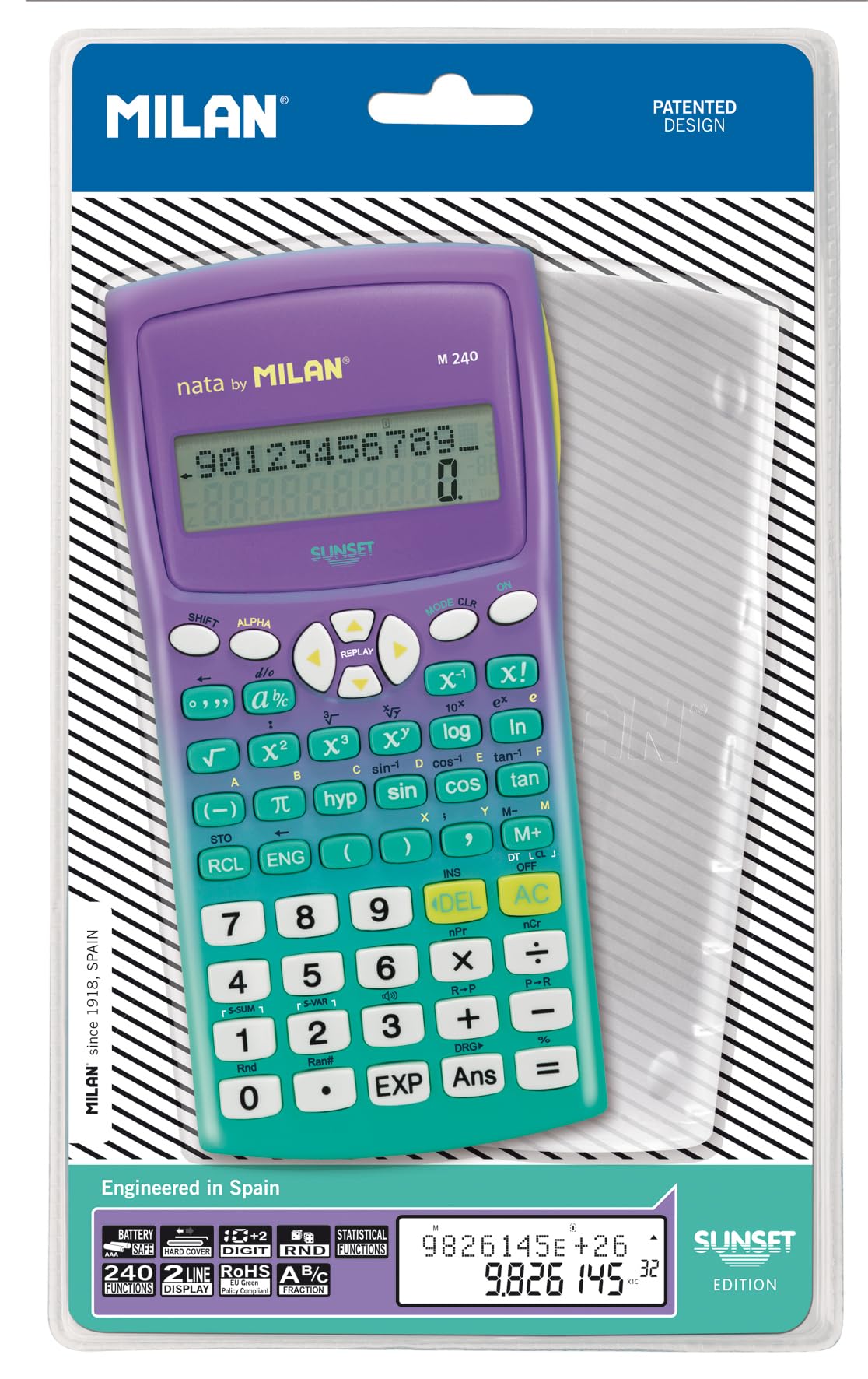 M240 scientific blister calculator, sunset green.