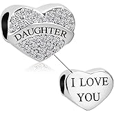 NARTGO Heart Love Mom Dad Sister Bestie Grandma Auntie Daunghter Charm with Sparkling Clear Cubic Zirconia Compatible with Pandora Charms Bracelets
