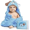 FOREVERPURE Premium Baby Towels with Hood - Ultra Soft, Absorbent Viscose Made of Bamboo, Extra Large 35 x 35 Inches, for Boys and Girls, Newborn Shower Gift, Blue