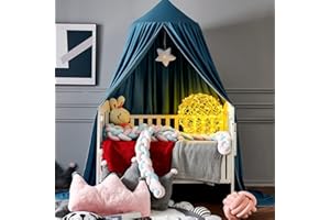 KOGITI Bed Canopy for Girls, Soft Smooth Playing Tent Canopy Girls Room Decoration Princess Castle, Dreamy Mosquito Net Bedding, Extra Large Full Queen Size Bed Canopies Decorate (Calcium Blue)