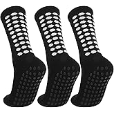 STRSFYS Pro-Grade Football Socks 3-Pair - Anti-Slip Grip Soccer Socks with Arch Support & Breathable Mesh (Black, Men/Women)​