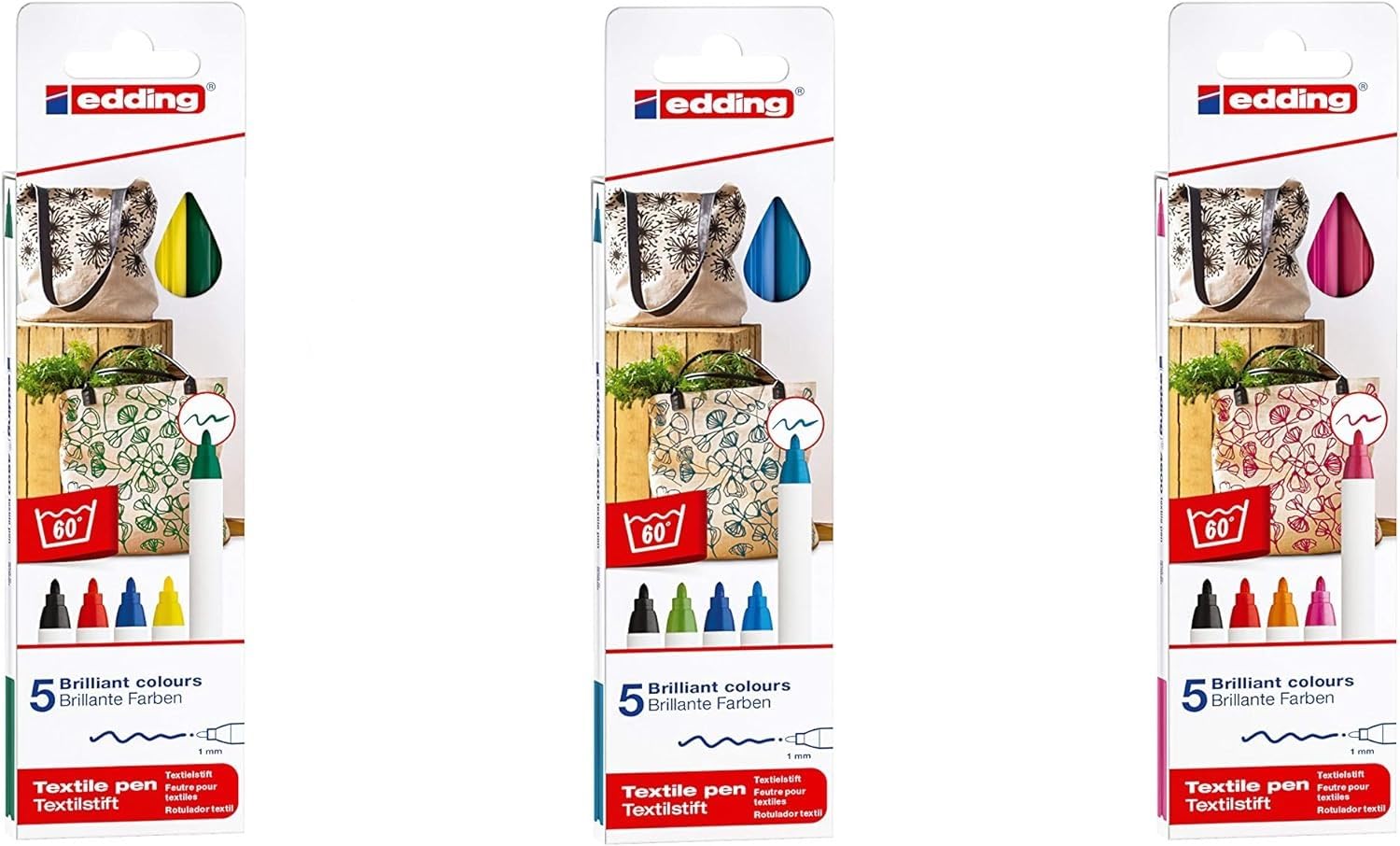 edding Textile Marker 4600 Bullet Tip 1mm (Complete Set 1mm)