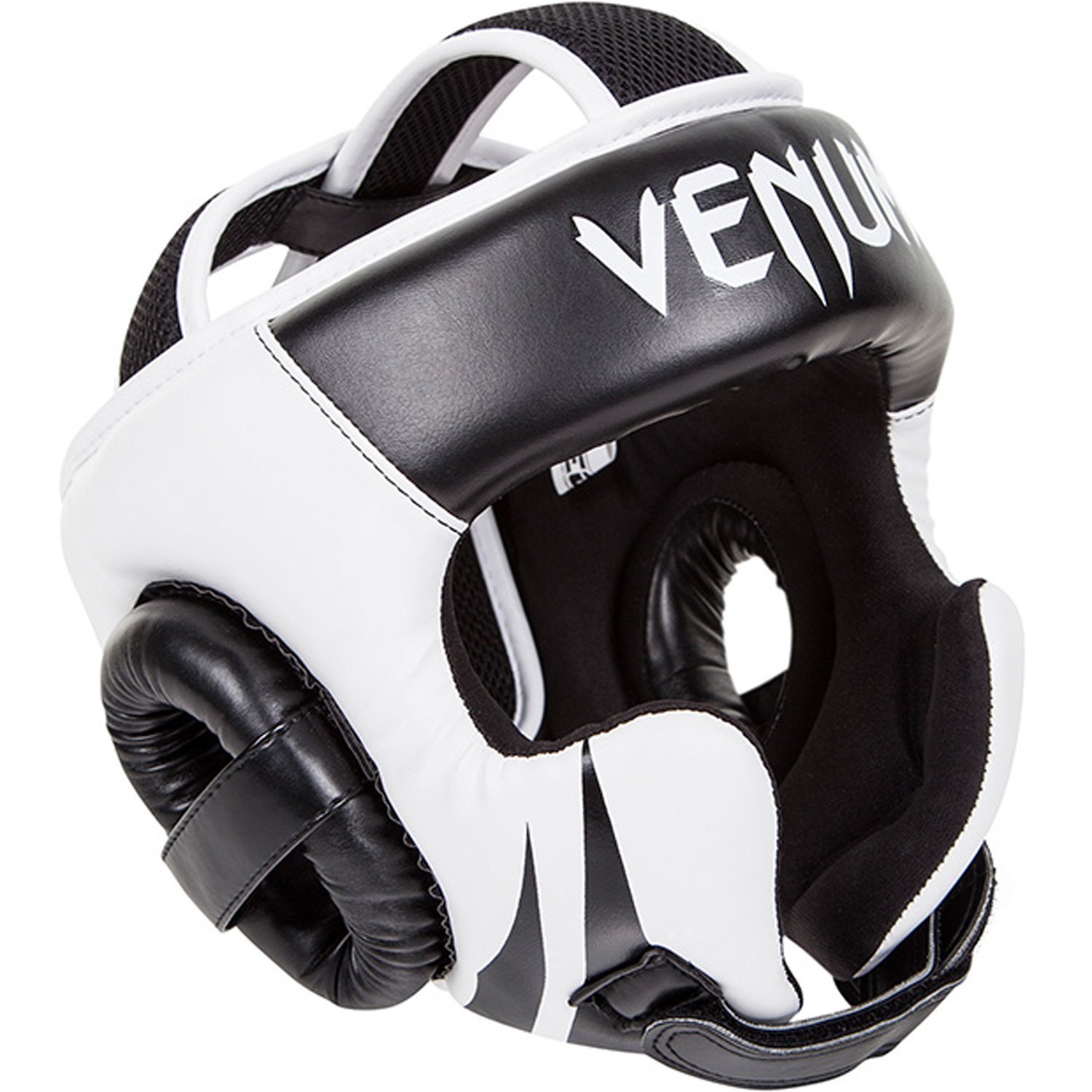 Venum Challenger 2.0 Headgear Hook & Loop Black/White, One Size MMA