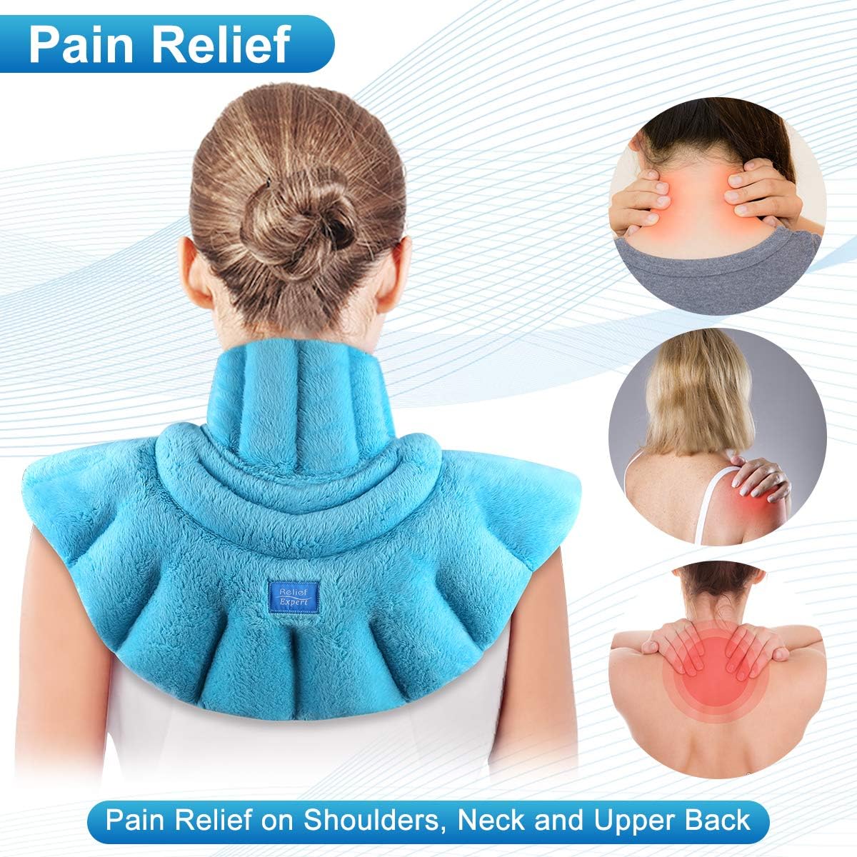 Relief Expert Microwavable Heating Pad for Neck Shoulders and Back, Extra Large Weighted Microwave Heated Neck Wrap for Pain Relief - 4LBs: Health & Personal Care