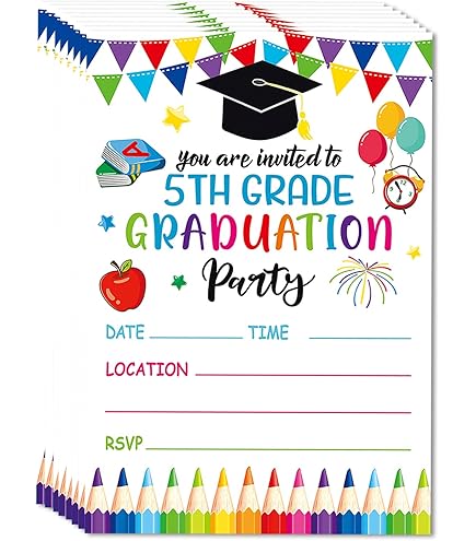 Amazon.com: Modern Pink Paper 5th Grade Graduation Party Invitations 2026  Personalized, Middle School Graduation Party Invites With Envelopes, 8th Grade  Grad Party Invitation, Quantity, & Envelope Color : Home & Kitchen