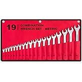 19-Piece Complete Metric Combination Wrench Set in Roll-up Pouch, No Skipped Metric Sizes 6mm - 24mm | Best Value Wrench Set, Ideal for General Household, Garage, Workshop, Auto Repairs, Emergency
