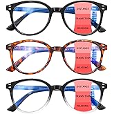 SIGVAN Progressive Multifocus Reading Glasses Blue Light Blocking Women Men Computer Eyeglasses Spring Hinge Readers (3 Mix, 1.50)