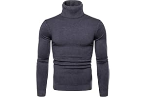 WSLCN Mens Classic Sweatshirts Basic Knitted Turtleneck Jumper