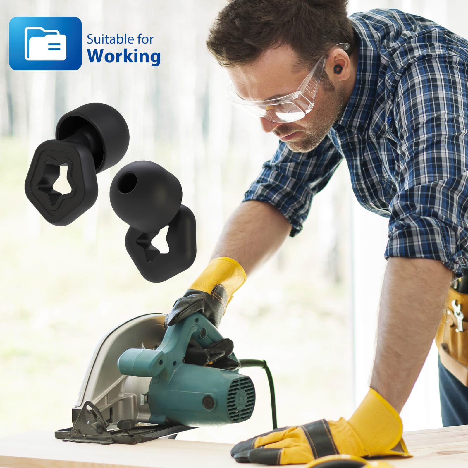 ELFTRON Ear Plugs for Sleeping Noise Reduction, 25 to 35 dB Noise Cancelling Ear Hearing Protection Earplugs Silicone Super Soft Flexible Reusable 12 pcs 6 pairs in S/M/L for Work Concert Flight Black