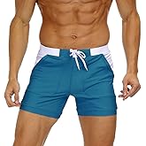 MAGNIVIT Men's Swimwear Swimsuits Solid Basic Long Swim Sport Trunks Board Shorts with Pockets