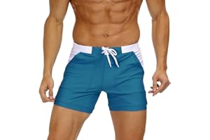 MAGNIVIT Men's Swimwear Swimsuits Solid Basic Long Swim Sport Trunks Board Shorts with Pockets