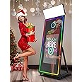 Magic Mirror Photo Booth, 65’’ Mirror Photo Booth, 32’’ Interactive Touch Screen, Built-in Mini PC with Instant Print and Sharing-Black