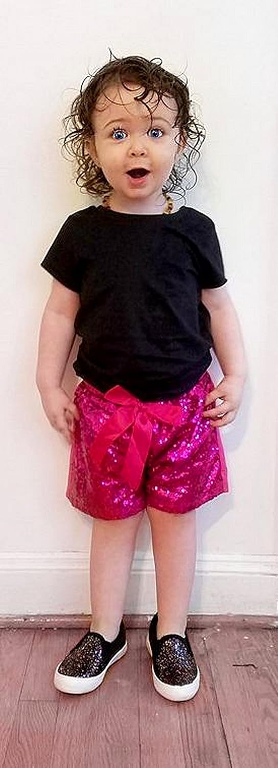 Messy Code Baby Girls Shorts Toddlers Short Sequin Pants with Bow: Clothing