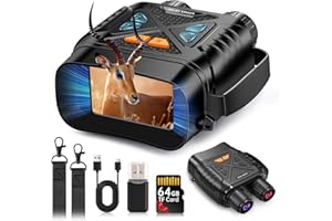 Night Vision Goggles, Night Vision Binoculars for Adults 10X Digital Zoom 7X Infrared Binoculars with 64GB TF Card for Photos