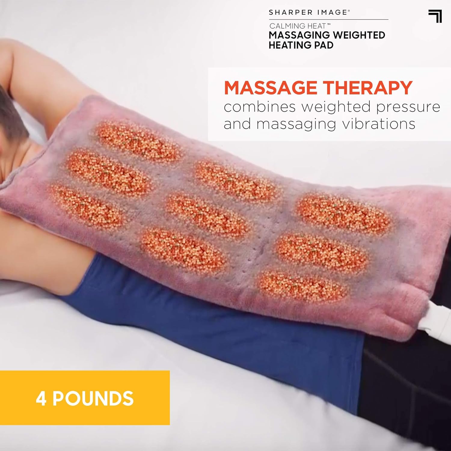 Calming Heat Massaging Weighted Heating Pad by Shaper Image- Electric Heating Pad with Massaging Vibrations, Auto-Off,12 Settings- 3 Heat, 9 Massage- 27 Relaxing Combinations, 12” x 24”, 4 lbs: Health & Personal Care