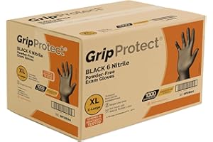 GripProtect 6 Mil Black Nitrile Exam Gloves | Heavy Duty | Textured | Food | Cleaning | Law Enforcement | Automotive | (X-Large, 1,000)
