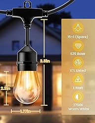 Svater Outdoor Led String Lights 50FT, Patio Lights