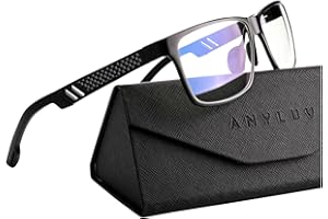 ANYLUV Blue Light Glasses Men Computer Gaming Blue Light Blocking Glasses Rectangle Metal Frame Anti Eyestrain Clear Lens