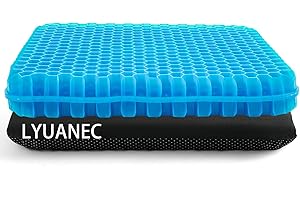 LYUANEC Gel Seat Cushion for Long Sitting - 16.5" x 14.5" x 2.4" (Extra Thick＆Soft) Gel Cushion for People Over 185 lbs, Pressure Relief Cushion for Office Chair, Egg Cushions for Wheelchair, Gel Pad for Car