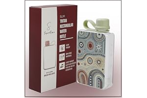 S SportEase Flat Water Bottle 500ml – BPA-Free, Eco-Friendly, Leak-Proof & Slim Design, Portable Reusable Bottle with Indigenous Art, Ideal for Travel, School, Work, and All Ages (Australia Inspired)