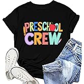 NEWKA Preschool Teacher Shirts for Women Preschool Crew Tshirt Teacher Life Rainbow Tee Top