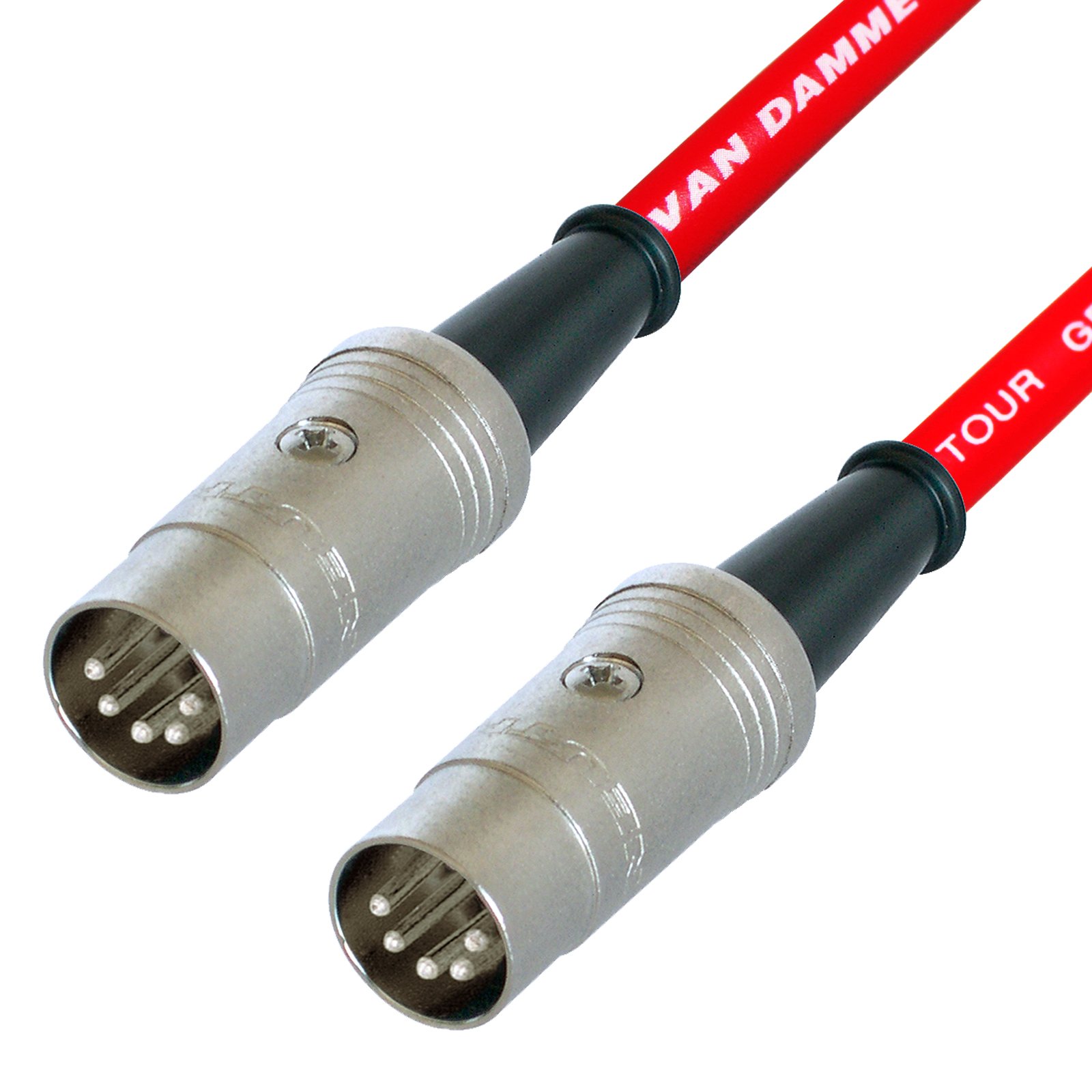 Designacable Van Damme Midi Lead. 5 Pin Din PHANTOM POWER Synth, Interface, Foot Switch Cable (1m, Red)