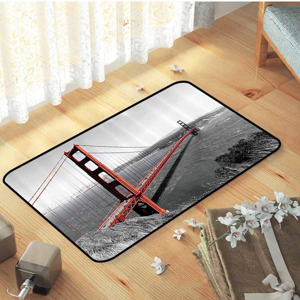 Anyangeight Apartment Decor Collection Bathroom Mats Golden Gate Bridge Civil Engineering History Monochromatic Travel Destinations View Modern Rugs Girls Rooms Kids Rooms Nursery, W35 x L59 Dimgray