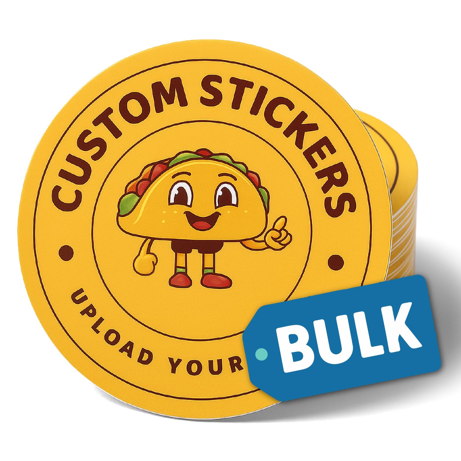 Custom Stickers Bulk | Upload Your Logo | 20-1000 | Sizes 2 inch to 12 inches | Waterproof Sticker Personalized | Decals for Water Bottle Laptop Car Truck Kids Students or Business Logo