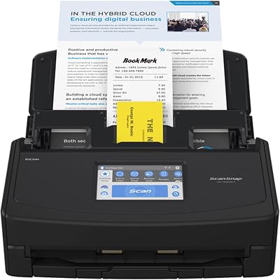ScanSnap iX1600 Black Document Scanner WiFi 5GHz Touchscreen USB 3.2 ADF