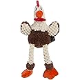 goDog Checkers Just for Me Skinny Rooster Squeaky Plush Dog Toy, Chew Guard Technology - Brown, Mini