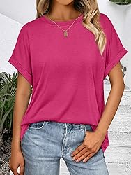 AUTOMET Womens Summer Tops Oversized Short Sleeve